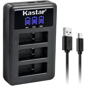 Kastar 4 Pack Battery and LCD Triple USB Charger Compatible with Gopro Hero 8 Action Camera, Hero 7 Action Camera, Hero 6 Action Camera, Hero 5 Action Camera, Hero8, Hero7, Hero6, Hero5, Hero Camera