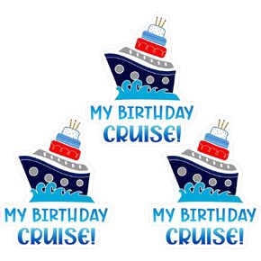 3 Piece My Birthday Cruise Door Decorations Magnets Ship Magnets for Doors Birthday Magnets Cake Candles Car Stickers Custom for Refrigerator Magnets Decorations
