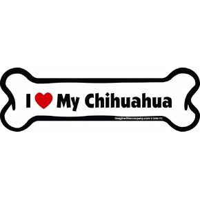 مغناطيس سيارة على شكل عظمة، I Love My Chihuahua، 2 بوصة × 7 بوصة، أبيض in Kuwait