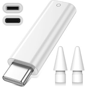 Jelanry for Apple Pencil Adapter and 2 Pack Replacement Tips for iPencil USB-C to Pencil (1st Generation) Adapter USB C to Lightning Female Bluetooth Pair Adapter for Apple Pencil 1st Gen iPad 10th