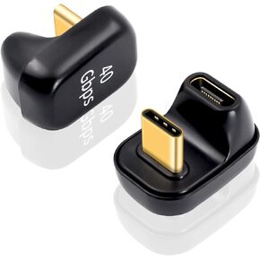 Duttek USB C 180 Degree Adapter (1 Pack), U Shape USB C Adapter 40gbps, USB Type C Male to Female Connector Adapter Support 100w Fast Charging Compatible Thunderbolt 3/4 for ROG Ally, Steam Deck