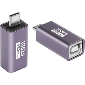 SinLoon 2 Pack USB C to USB B Adapter Type C to MIDI Convert Connector Type C Male to USB B Female Printer Adapter for Eectric Piano DAC,Synthesizer,DJ Controller,Keyboard,Printer (Straight)