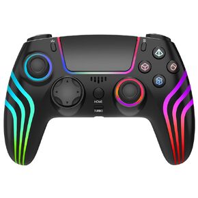 Wireless Controller for PS4 with RGB Lighting, Compatible with PS4 Controller/Windows PC,/Android/iOS, Black in Kuwait
