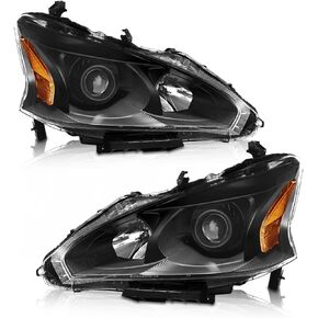 Headlight Assembly Compatible with 2013 2014 2015 Nissan Altima Only fit 4 Door Driver and Passenger Side Chrome Housing Clear Lens