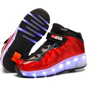SDSPEED 7 Colors LED Rechargeable Kids Roller Skate Shoes with Single Wheel Shoes Sport Sneaker