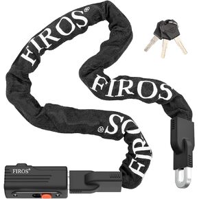 FIROS 4FT Hardened Steel Bike Lock with Key, Anti-Theft, Heavy Duty, 0.31in Thick, 47in Long, Black