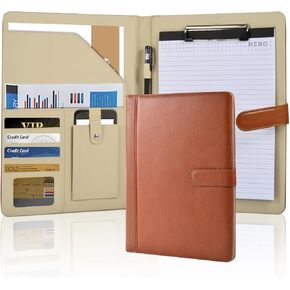 Black Superior Faux Leather Portfolio Resume Folder Legal Pad Conference Clipboard Document Organizer with Signature Pen/Business Card Holder/Letter A4 and Writing Pad/Mobile Phone Storage Pocket in Kuwait