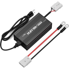LiTime 10 Amp Lithium Battery Charger 14.6V AC-DC LiFePO4 Lithium Battery Charger with Anderson Connector LED Indicator Charger Special for Deep Cycle Rechargeable Batteries of Car, Truck, Boat, RV