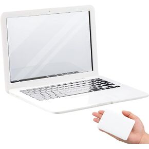 Jetec Mini Laptop Mirror for Cat Toy Laptop Cute Pocket Mirror Cat Laptop 3.7 x 2.5 Inch Folding Toy Cat Computer for Dollhouse Pet Makeup Decoration Fake Laptop(Silver)