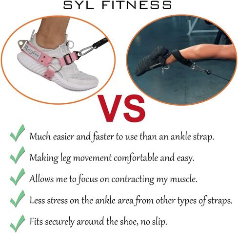 SYL Fitness Glute Workout Kickback Strap – Booty Building and Workout Trainer – Home and Gym Leg Resistance Booty Bands for Cable Machines (Black, Single Pack) in Kuwait