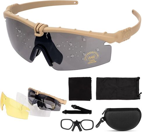 FOCUHUNTER Tactical Glasses, Shooting Safety Glasses, Anti Fog UV400 Protection Sunglasses with 3 Interchangeable Lens in Saudi Arabia