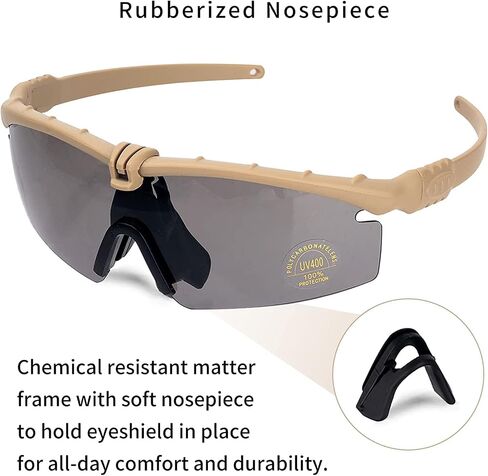 FOCUHUNTER Tactical Glasses, Shooting Safety Glasses, Anti Fog UV400 Protection Sunglasses with 3 Interchangeable Lens in Saudi Arabia