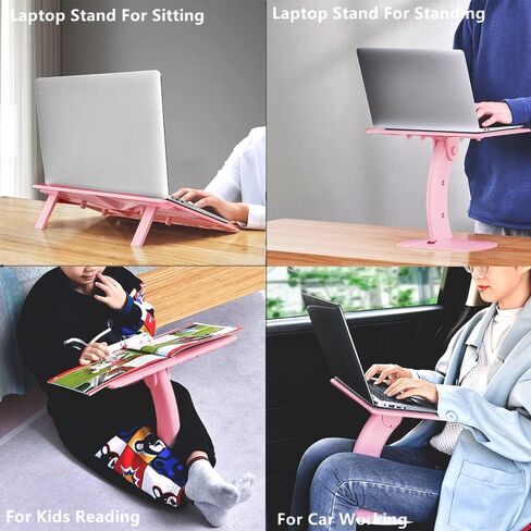 Portable Lap Desk for Laptop Lap Bed Tray Table for Eating Writing Adjustable Laptop Computer Stand Book Stand Holder Foldable Ergonomic Car Lap Desk for Sofa Couch Floor Kids Girls Pink in Saudi Arabia