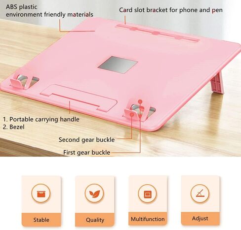 Portable Lap Desk for Laptop Lap Bed Tray Table for Eating Writing Adjustable Laptop Computer Stand Book Stand Holder Foldable Ergonomic Car Lap Desk for Sofa Couch Floor Kids Girls Pink in Saudi Arabia
