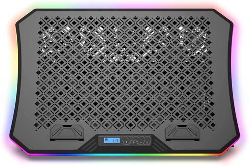 لوحة تبريد الكمبيوتر المحمول USB المريحة من Aluratek مع مصابيح RGB (10 أنماط)، 3 مراوح هادئة، هاتف ذكي، محمول، ارتفاع قابل للتعديل، يدعم أجهزة كمبيوتر محمولة تصل إلى 19 بوصة (ACPRGB01F)، أسود in Kuwait