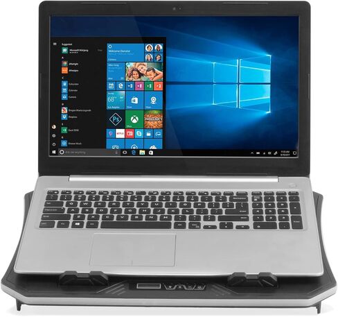 لوحة تبريد الكمبيوتر المحمول USB المريحة من Aluratek مع مصابيح RGB (10 أنماط)، 3 مراوح هادئة، هاتف ذكي، محمول، ارتفاع قابل للتعديل، يدعم أجهزة كمبيوتر محمولة تصل إلى 19 بوصة (ACPRGB01F)، أسود in Kuwait