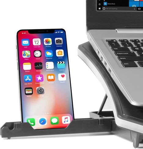 لوحة تبريد الكمبيوتر المحمول USB المريحة من Aluratek مع مصابيح RGB (10 أنماط)، 3 مراوح هادئة، هاتف ذكي، محمول، ارتفاع قابل للتعديل، يدعم أجهزة كمبيوتر محمولة تصل إلى 19 بوصة (ACPRGB01F)، أسود in Kuwait