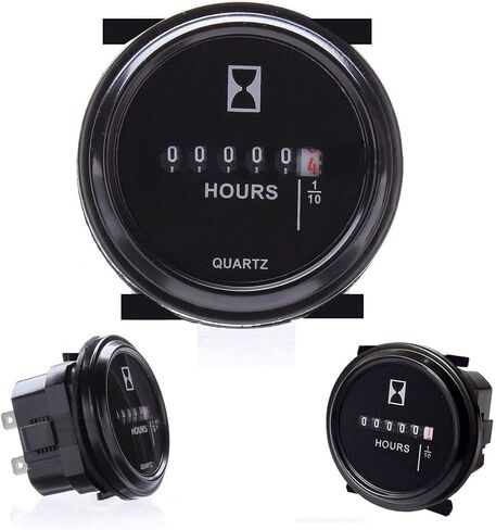 Engine Hour Meter 12V 24V 36V Mechanical Hour Meter Gauge Tachometer 2 Round Waterproof Gauge for Car Marine Boat Tractor Engine in Kuwait
