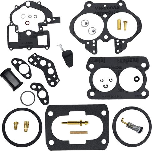 Mercarb 2 BBL Carburetor Rebuild Kit Replacement for Mercury Marine 3.0L 4.3L 5.0L 5.7L 3302-804844002 1389-9562A1 1389-9563A1 1389-9564A1 1389-9670A2 1389-806077A2 (With Float) in Saudi Arabia