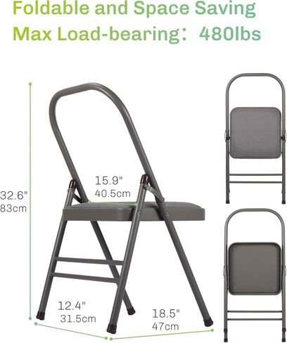 Yoga Auxiliary Chair Backless Relieve Neck and Back Pain Chair Foldable Balance Handstand Training Tool Alloy Steel in Saudi Arabia