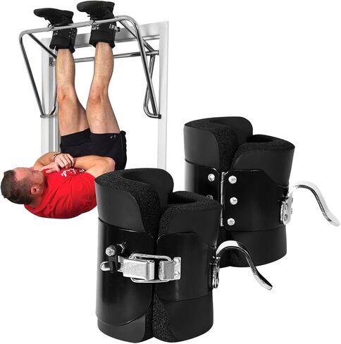 Estink Hanging Pull Up Boots,1 Pair Black Anti Gravity Inversion Hang Up Boots Therapy Gym Fitness Physio Hang Spine Posture with Comfortable Foam Padding and Safe Locking Clips in Kuwait