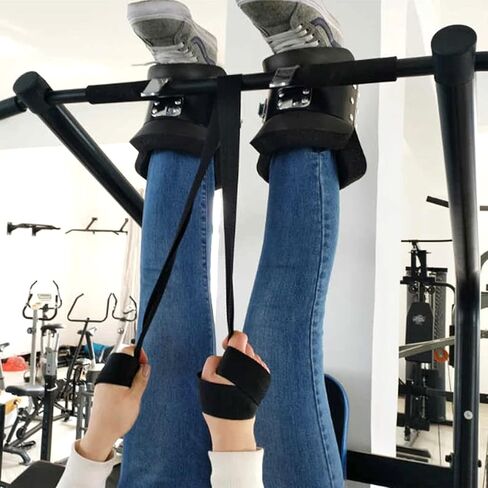 Estink Hanging Pull Up Boots,1 Pair Black Anti Gravity Inversion Hang Up Boots Therapy Gym Fitness Physio Hang Spine Posture with Comfortable Foam Padding and Safe Locking Clips in Kuwait