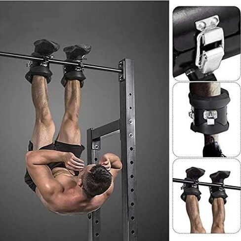 Estink Hanging Pull Up Boots,1 Pair Black Anti Gravity Inversion Hang Up Boots Therapy Gym Fitness Physio Hang Spine Posture with Comfortable Foam Padding and Safe Locking Clips in Kuwait