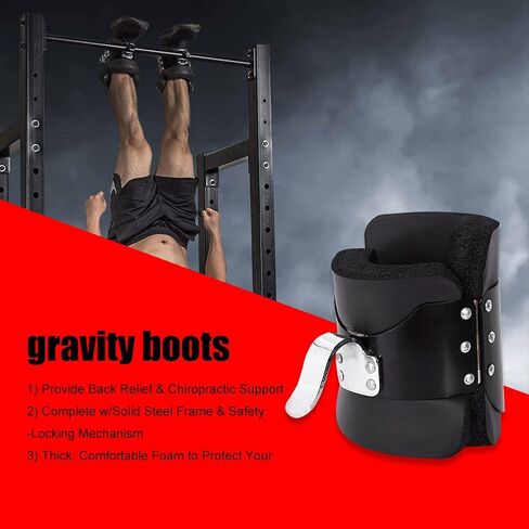 Estink Hanging Pull Up Boots,1 Pair Black Anti Gravity Inversion Hang Up Boots Therapy Gym Fitness Physio Hang Spine Posture with Comfortable Foam Padding and Safe Locking Clips in Kuwait