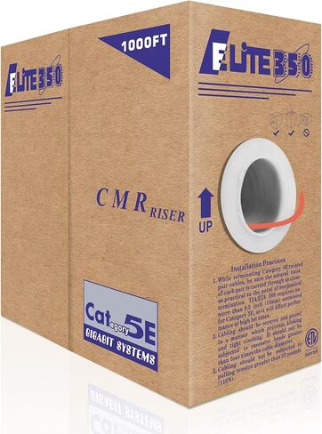 CAT5E Riser (CMR)، 1000 قدم، UTP 24AWG، نحاس عاري صلب، 350 ميجاهرتز، معتمد من UL، صندوق سهل السحب (Reelex II)، كابل إيثرنت بالجملة (برتقالي) in Saudi Arabia