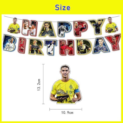 ديكورات حفلات أعياد الميلاد لكرة القدم CR7 من لوازم الحفلات الخاصة بنجوم كرة القدم لمشجعي كرة القدم، تتضمن قطعة علوية للكيك، لافتة علوية للكب كيك، خلفية بالونات in Kuwait