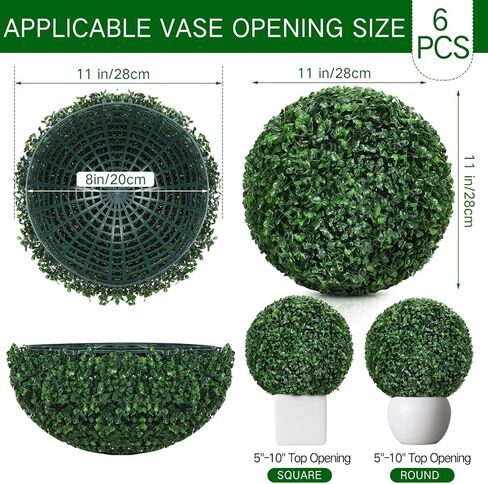 Hotop 4 Pcs 11'' Artificial Boxwood Topiary Ball with 100 LED String Light 8 Modes and Timer, Faux Boxwood Round Artificial Topiary for Outdoors Indoor Garland Patio Garden Wedding Home Decorations in Saudi Arabia
