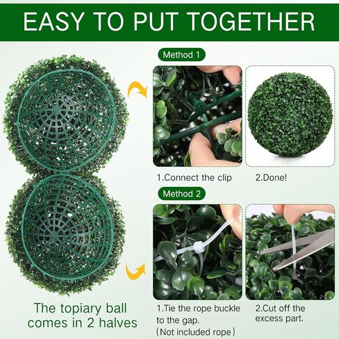 Hotop 4 Pcs 11'' Artificial Boxwood Topiary Ball with 100 LED String Light 8 Modes and Timer, Faux Boxwood Round Artificial Topiary for Outdoors Indoor Garland Patio Garden Wedding Home Decorations in Saudi Arabia