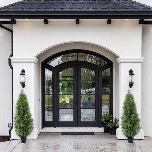 Two Artificial Cedar Topiary Trees 4FT Tall,Fake Topiary Outdoor Plants in Pot, UV Rated Plant for The Front Door,Christmas Decor,Garden Decor (4FT-New) in Kuwait