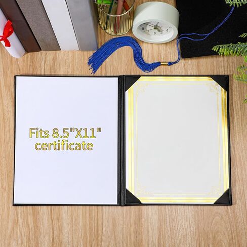 24 Pcs Black Leather Certificate Holders with Gold Certificate Papers 8.5x11'' Diploma Certificate Covers with Gold Foil Border for Accomplishment Graduation Black Award Certificate Holders in Kuwait