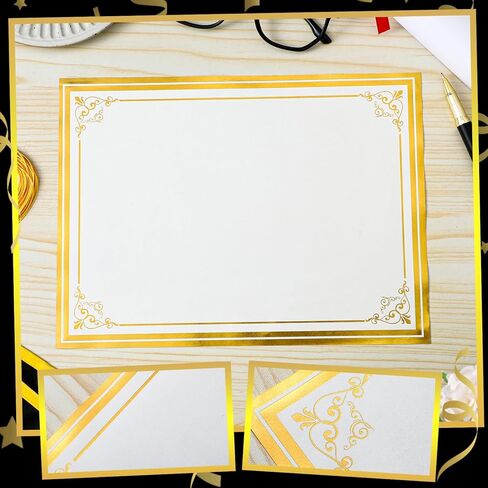 24 Pcs Black Leather Certificate Holders with Gold Certificate Papers 8.5x11'' Diploma Certificate Covers with Gold Foil Border for Accomplishment Graduation Black Award Certificate Holders in Kuwait