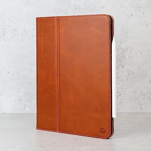 Casemade iPad Air 4th/5th Gen 10.9 بوصة (2020/2022) غطاء نحيف فاخر فاخر من الجلد الإيطالي الحقيقي/حافظة ذكية مع حامل مزدوج وخاصية النوم/الاستيقاظ التلقائي (أسمر) in Kuwait