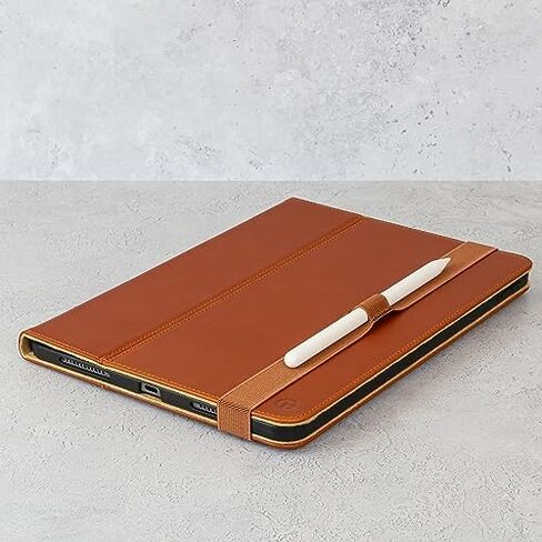 Casemade iPad Air 4th/5th Gen 10.9 بوصة (2020/2022) غطاء نحيف فاخر فاخر من الجلد الإيطالي الحقيقي/حافظة ذكية مع حامل مزدوج وخاصية النوم/الاستيقاظ التلقائي (أسمر) in Kuwait