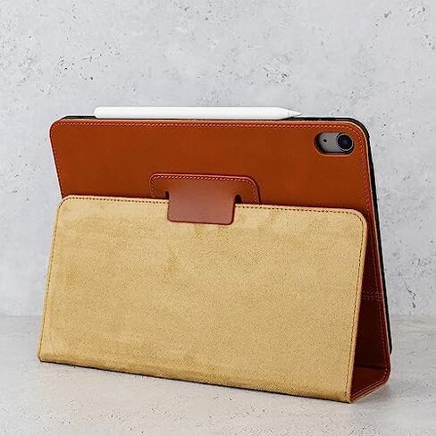 Casemade iPad Air 4th/5th Gen 10.9 بوصة (2020/2022) غطاء نحيف فاخر فاخر من الجلد الإيطالي الحقيقي/حافظة ذكية مع حامل مزدوج وخاصية النوم/الاستيقاظ التلقائي (أسمر) in Kuwait