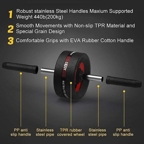 CKDCARES Ab Roller لمعدات تمارين البطن - آلة تمرين المعدة للرجال والنساء عجلة آب رولر مع حصيرة - معدات تدريب لقوة البطن والقوة الأساسية للمنزل وصالة الألعاب الرياضية | سهلة ل in Kuwait