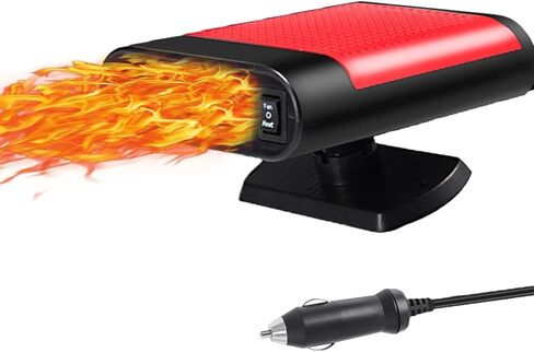 سخان 12 فولت للسيارة، 150 واط، مروحة تبريد سريعة التسخين، مزيل الضباب ومزيل الصقيع، دوران 360 درجة، سخان سيارة محمول يمكن توصيله بولاعة السجائر، حرارة هواء صغيرة - 01 in Kuwait