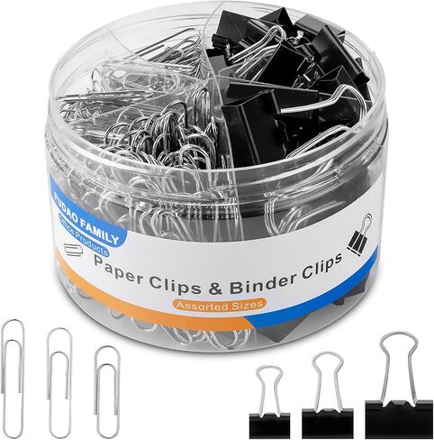 FUDAO FAMILY Paper Clips Binder Clips,340 PCS Paper Clips Assorted Sizes,Binder Clips Assorted Sizes,Silver Paper Clip,Black Binder Clip in Saudi Arabia