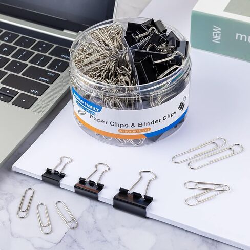 FUDAO FAMILY Paper Clips Binder Clips,340 PCS Paper Clips Assorted Sizes,Binder Clips Assorted Sizes,Silver Paper Clip,Black Binder Clip in Saudi Arabia