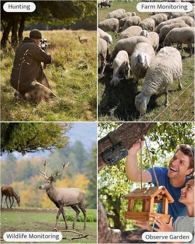كاميرا usogood Trail، كاميرات ألعاب بدقة 36 ميجابكسل 4K 30 إطارًا في الثانية، كاميرا صيد نشطة الحركة مع رؤية ليلية IP66 مقاومة للماء بدون مصابيح LED متوهجة مع بطاريات لمراقبة الحياة البرية الخارجية وأمان المنزل in Kuwait