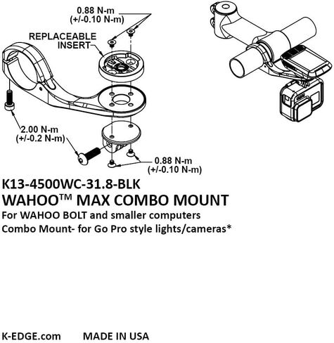 K-EDGE Wahoo Max Combo Mount, 31.8mm in Kuwait