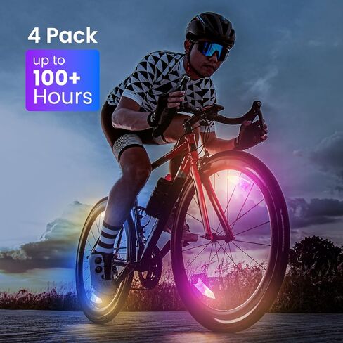 4Pack LED Bike Wheel Lights,Ultra Bright Bicycle Spoke Lights,IPX5 Waterproof, Color Bike Light with Included Batteries,Multi-Color Bicycle Lights in Saudi Arabia
