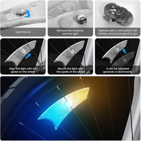 4Pack LED Bike Wheel Lights,Ultra Bright Bicycle Spoke Lights,IPX5 Waterproof, Color Bike Light with Included Batteries,Multi-Color Bicycle Lights in Saudi Arabia