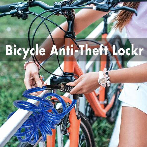 10 FT Bike Lock Heavy Duty Anti Theft Cable Locks with Resettable Combination Scooter Locks Anti-Theft Protection for Kayaks, Bikes, Scooter Bicycles and More. in Saudi Arabia