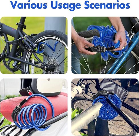 10 FT Bike Lock Heavy Duty Anti Theft Cable Locks with Resettable Combination Scooter Locks Anti-Theft Protection for Kayaks, Bikes, Scooter Bicycles and More. in Saudi Arabia