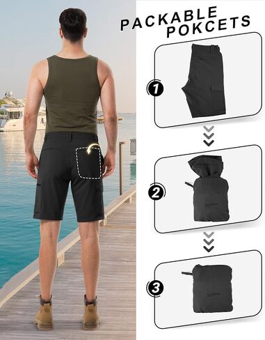 33,000ft Men's Golf Shorts 10" Inseam with Zipper Pocket Lightweight Quick Dry Stretch Hiking Cargo Shorts for Travel Fishing in Saudi Arabia
