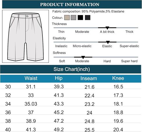 Mens Golf Shorts -7" Stretch Dry Fit Casual Dress Lightweight Athletic Shorts with Pockets for Camping Fishing Hiking in Kuwait